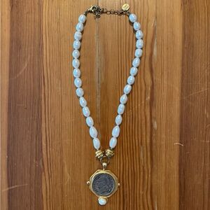 Susan Shaw Mixed Metal Coin and Freshwater Pearl Necklace